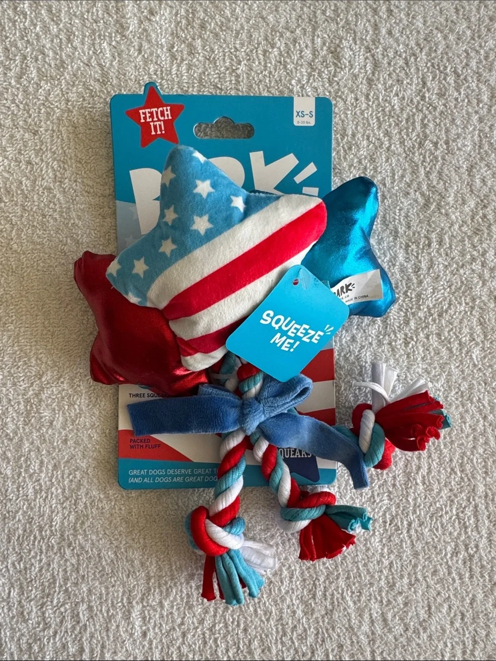 Bark Yankee Doodle Star Spangled Squeaker Dog Toy